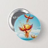 Foenix Fire Bird Rising Ronde Button 5,7 Cm (Voorkant /achterkant)