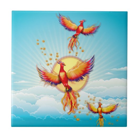 Foenix Fire Bird Rising Tegeltje (Voorkant)
