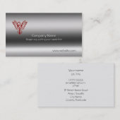 Foenix in rood op sjabloon met een metalen uitstra visitekaartje (Voorkant / Achterkant)