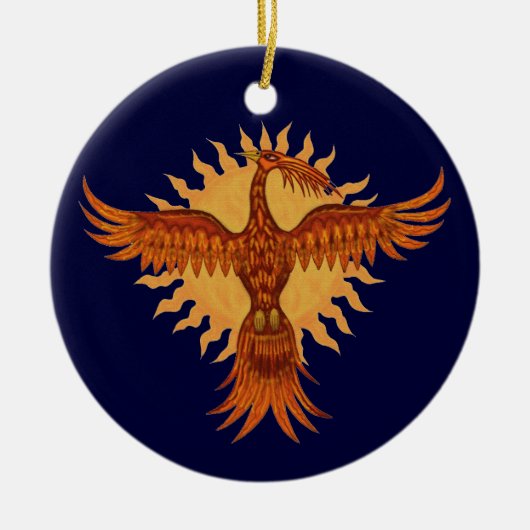 Foenix-ontwerp voor kerstboomversiering met vuurvo keramisch ornament (Voorkant)
