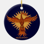 Foenix-ontwerp voor kerstboomversiering met vuurvo keramisch ornament (Achterkant)