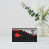 Foenix Rising, rode vlek, geborsteld staal effect Visitekaartje (Staand voorkant)