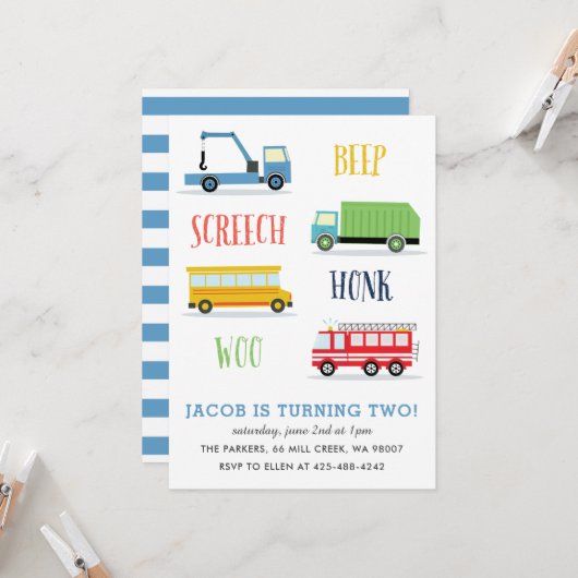 Foep Screech Woo: jarig Kind Party_Blue Kaart (Voorkant / Achterkant in situ)