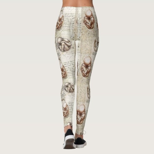 Foettekeningen Leonardo Da Vinci Leggings (Achterkant)