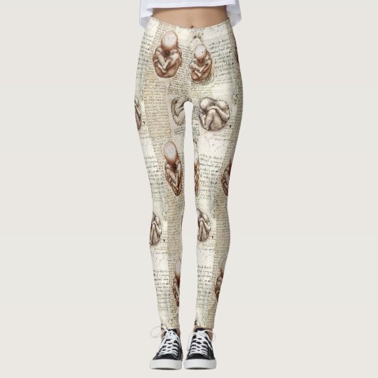 Foettekeningen Leonardo Da Vinci Leggings (Voorkant)