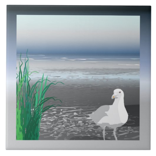 Fog Bank Seagull Trivet Tegeltje (Voorkant)