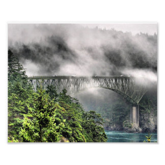 Fog Bridge One Foto Afdruk