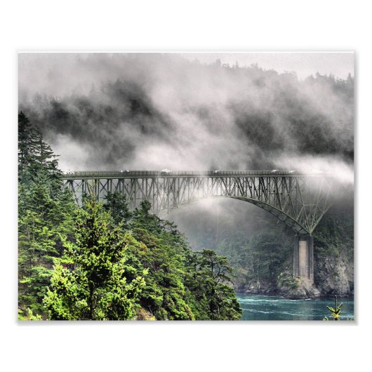 Fog Bridge One Foto Afdruk (Voorkant)