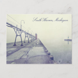 Fog Covered Pier South Haven Michigan Lighthouse Briefkaart