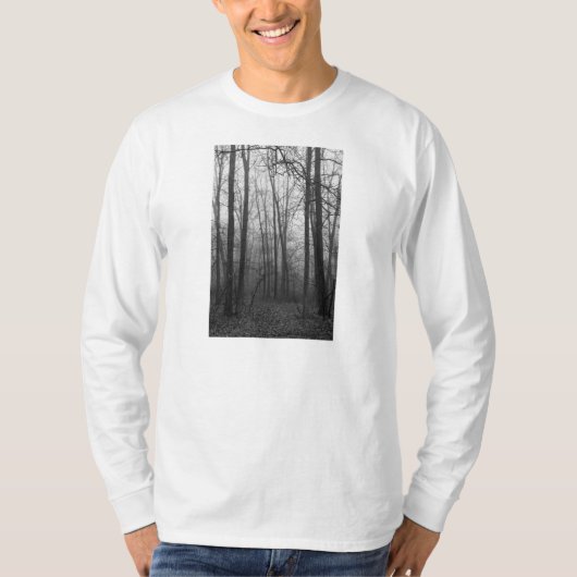 Fog door de Bossen grayscale T-shirt (Voorkant)