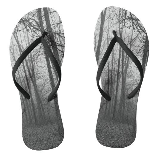 Fog door de Bossen grayscale Teenslippers (Voetbed)