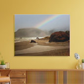 Fog en regenboog op de rivier de Oregon Canvas Afdruk (Insitu (Woonkamer))