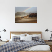 Fog en regenboog op de rivier de Oregon Canvas Afdruk (Insitu (Slaapkamer))
