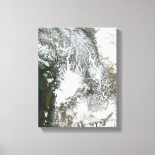 Fog en sneeuw in het noordwesten van de Stille Oce Canvas Afdruk