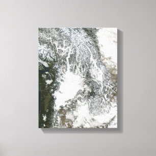 Fog en sneeuw in het noordwesten van de Stille Oce Canvas Afdruk