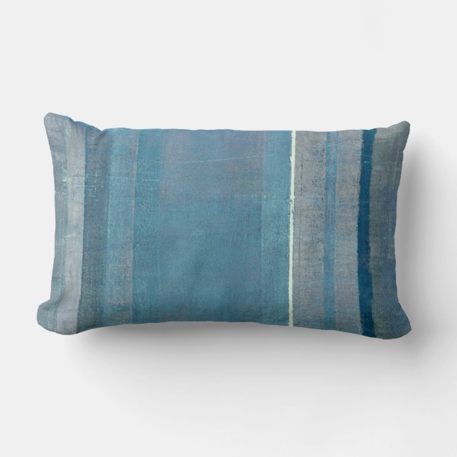 "Fog" Gray and Blue Abstract Art Pillow Kussen (Voorkant)
