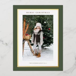 Fog Green Modern Gold Foil Lijst Foto Kerst Folie Feestdagen Briefkaart