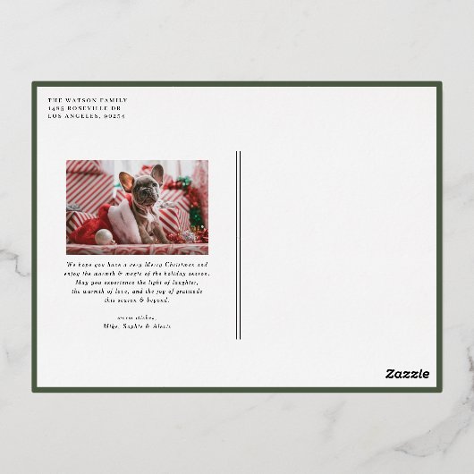 Fog Green Modern Gold Foil Lijst Foto Kerst Folie Feestdagen Briefkaart (Achterkant)