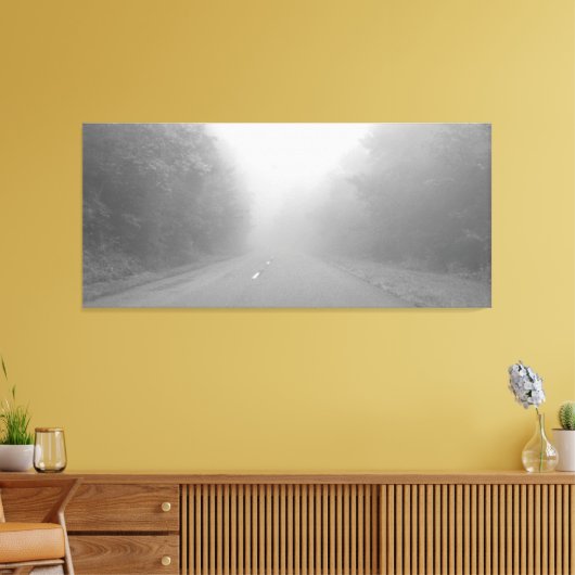 Fog op de Foothills parkway, Tennessee Canvas Afdruk (Insitu (Woonkamer))