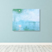 Fog op het schilderij Thames (van Claude Monet) Pr Canvas Afdruk (Insitu (Houten vloer))