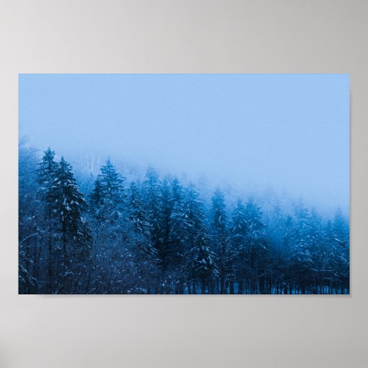 Fog over sneeuw bedekt bos in het Bohinj-meer, Slo Poster (Voorkant)