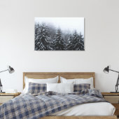 Fog over sneeuw bedekt met wintersparren canvas afdruk (Insitu (Slaapkamer))