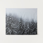 Fog over sneeuw bedekt met wintersparren wandkleed (Voorkant (horizontaal))