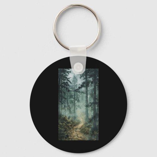 Fog Scenic Forest Forest Misty Trees Nature Sleutelhanger (Voorkant)