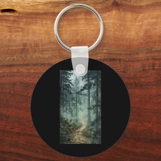 Fog Scenic Forest Forest Misty Trees Nature  Sleutelhanger (Voorkant)