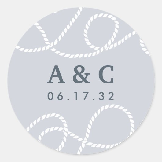 Fog | Seaworthy Wedding Monogram Ronde Sticker (Voorkant)
