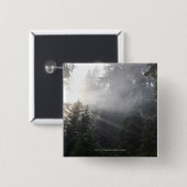 Fog & Sun Beams in een Washington Forest Vierkante Button 5,1 Cm (Voorkant /achterkant)