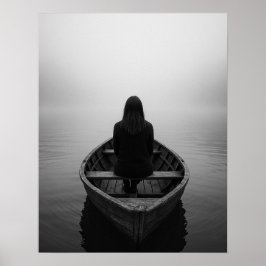 Fogbound en Free-Solo Vrouw Travel Art Poster