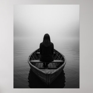 Fogbound en Free-Solo Vrouw Travel Art Poster