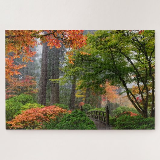 Foggy Autumn Day in Portland Japan Garden Legpuzzel (Horizontaal)