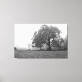 Foggy Autumn Morning Grayscale Canvas Afdruk (Voorkant)