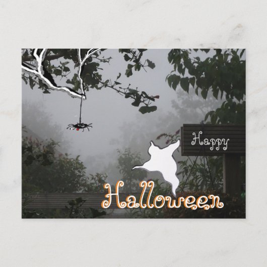 Foggy Autumn & Spider-Ghost HALLOWEEN Briefkaart (Voorkant)