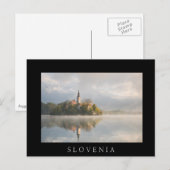 Foggy Bled Lake sunrise black briefkaart (Voorkant / Achterkant)