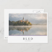 Foggy Bled Lake sunrise in Slovenië Briefkaart (Voorkant / Achterkant)