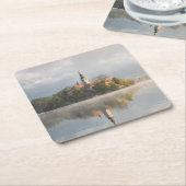 Foggy Bled Lake sunrise onderzetter (Schuin)