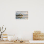 Foggy Bled Lake sunrise poster (Keuken)