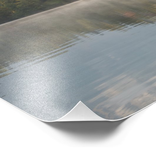 Foggy Bled Lake sunrise print Foto Afdruk (Hoek)