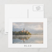 Foggy Bled Lake sunrise white briefkaart (Voorkant / Achterkant)