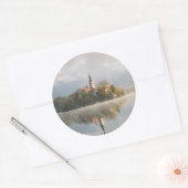Foggy Bled Lake zonsopgang rond de sticker (Envelop)