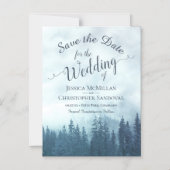 Foggy Blue Mountain Pines Bruiloft Save the Date Magnetische Uitnodiging (Voorkant)