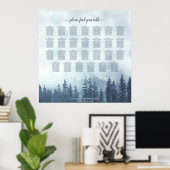 Foggy Blue Pines 27 Table Wedding Seating Chart Poster (Thuiskantoor)