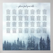 Foggy Blue Pines 28 Table Wedding Seating Chart Poster (Voorkant)
