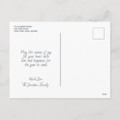 Foggy Blue Pines Rustic Waterverf 2 Foto Feestdagenkaart (Achterkant)