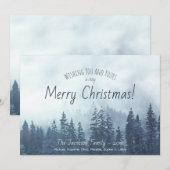 Foggy Blue Pines Rustieke Waterverf Vrolijk Kerstf Feestdagenkaart (Voorkant / Achterkant)