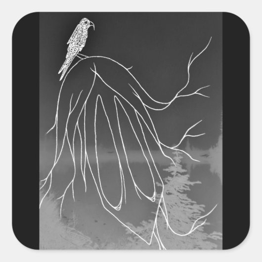 Foggy Bossen Square Sticker (Voorkant)