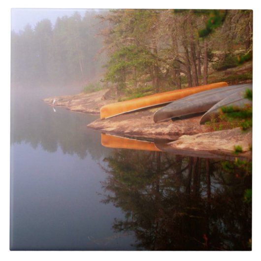 Foggy Canoe Campsite, Lake Kawnipi Tegeltje (Voorkant)